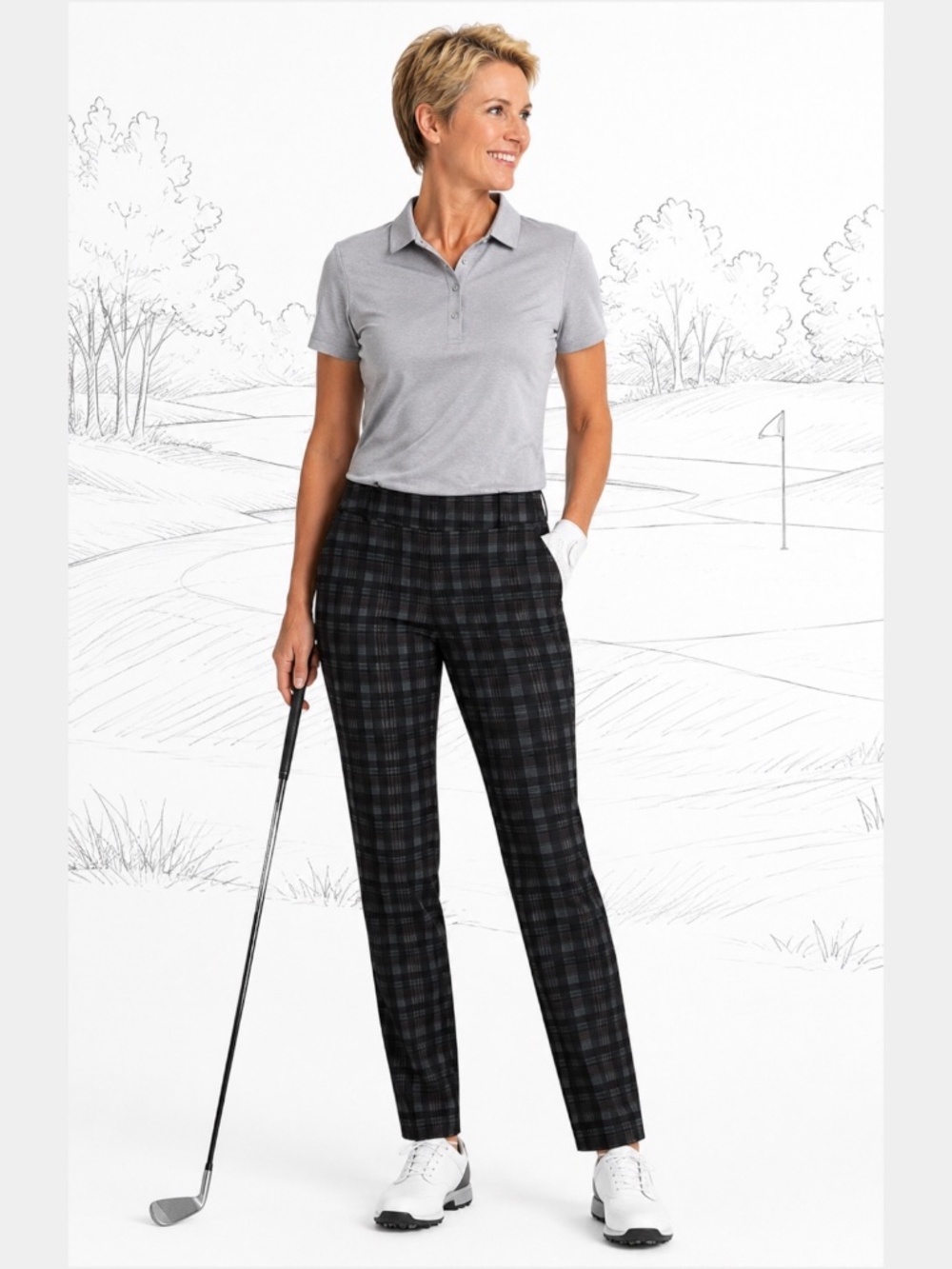 SWING CONTROL Pull On Plaid Golf Pants MADE IN CANADA Sz 16